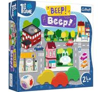 Trefl - Beep! Beep!, The First Board Game - Board Game for Youngers, Wooden Cars, Big Elements, Game for Toddlers, Learning by Playing