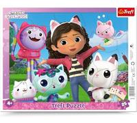 Trefl - Cat House Gabi, Meet Gabi - Frame Puzzle for Toddlers, 25 Large Elements, Frame and Rigid Pad with Heroes Fairy Tale for Children from 4 years