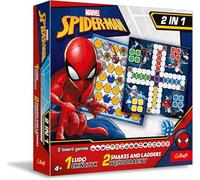 Trefl - Chinese, Snakes and Ladders: Spider-Man - Game 2in1, Family Board Game with Marvel Superhero, Double Sided Board, Simple Rules, Classic Game for Adults and Children from 4 years