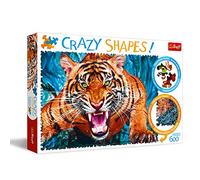 Trefl Crazy Shapes Facing a Tiger 600 Piece Jigsaw Puzzle - Unique Irregular Shaped Pieces - Fun Puzzles for Adults & Kids Aged 10+