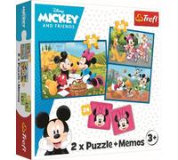 Trefl - Disney, Meet the Disney Heroes - 3-in-1: 2x Puzzle + Memory Game, Puzzle with Fairy Tale Heroes, 30 and 48 Elements, Various Difficulty Levels, 24 Memos, Mickey Mouse