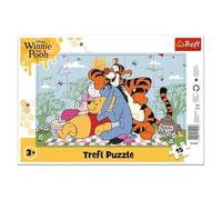 Trefl - Disney Winnie the Pooh, Pooh Matters - Frame Puzzle for Toddlers, 15 Large Elements, Frame and Rigid Pad for Children from 3 Years