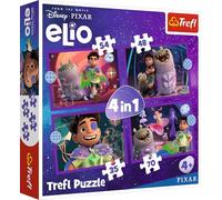 Trefl Elio, Alien Missions Elio - 4-in-1 Puzzles, 4 Puzzles, 35 to 70 Pieces, Various Difficulty Levels, Colourful Puzzles with Fairy Tale Figures, Fun for Children from 4 Years