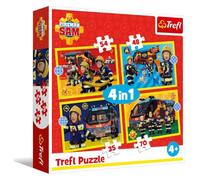 Trefl Fireman Sam, Fireman in Action - 4-in-1 Jigsaw Puzzle, 4 Puzzles, 35 to 70 Pieces - Various Difficulty Levels, for Ages 4+