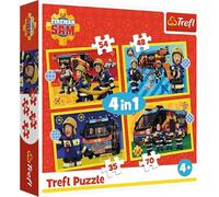 Trefl Fireman Sam, Fireman in Action - 4-in-1 Jigsaw Puzzle, 4 Puzzles, 35 to 70 Pieces - Various Difficulty Levels, for Ages 4+