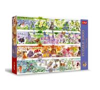 Trefl Four Seasons 1000 Jigsaw Puzzle, Premium Plus, Tea Time 27"x19" A Series of Painted Nostalgic Pictures, Perfect Matching of Elements, for Adults and Children from 12 Years Old