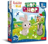 Trefl - Hop Hop! Babies and Teddy Bear, First Board Game - Board Game for the Little Ones, Plush Rabbits, Large Elements, Board Game with Tasks, Game for Children from 2.5 Years