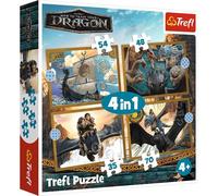 Trefl - How to Train Your Dragon Days - 4-in-1 Jigsaw Puzzle, 4 Puzzles, 35 to 70 Pieces - Various Difficulty Levels, for Ages 4+