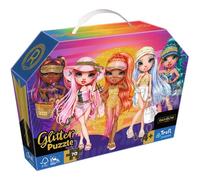 Trefl Junior - Rainbow High, Glitter Dolls - Glitter Puzzle Glitter 70 Pieces, Practical Box with Handle, Glitter Puzzle for Little Fashion Fans, Fun for Children from 4 Years