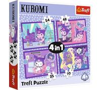 Trefl - Kuromi, Day Kuromi - Puzzles 4in1, 4 Puzzles, 35 to 70 Pieces - Various Difficulty, for Children from 4 years