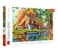 Trefl - Landscape Cottage on the River 500 Pieces Te, Painted Image, Creative Entertainment, Fun, Classic Puzzle for Adults and Children from 10 Years, Multicoloured, 37484