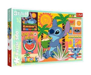 Trefl Lilo, 37483 Holiday with Stitch 500 Pieces Te with the Hero of the Disney Animated Movie, Creative Entertainment, Fun, Classic Puzzle for Adults and Children from 10 Years, Multicoloured, 37483