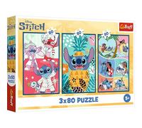 Trefl Lilo & Stitch 3-in-1 Jigsaw Puzzle, Stitch World, 3 x 80 Pieces, Set of 3 for Ages 5 and Up