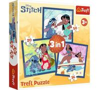 Trefl - Lilo & Stitch Time with Stitch - Puzzle 3-in-1, 3 Puzzles, 20 to 50 Pieces - Various Difficulty Levels, Entertainment for Children from 3 Years