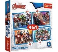Trefl Marvel Avengers 4 in 1 Puzzle Set - 35, 48, 54 & 70 Pieces - Avengers Puzzles for Children - For Ages 4+