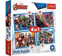 Trefl Marvel Avengers 4 in 1 Puzzle Set - 35, 48, 54 & 70 Pieces - Avengers Puzzles for Children - For Ages 4+
