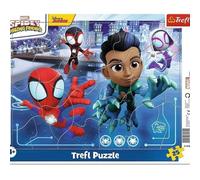 Trefl - Marvel Spiderman, Spider Jump - Framed Puzzles for Toddlers, 25 Large Pieces, Frame and Hard Mat, with Cartoon Characters, for Kids Ages 4 and Up
