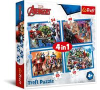 Trefl Marvel Avengers 4 in 1 Puzzle Set - 35, 48, 54 & 70 Pieces - Avengers Puzzles for Children - For Ages 4+