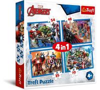 Trefl Marvel Avengers 4 in 1 Puzzle Set - 35, 48, 54 & 70 Pieces - Avengers Puzzles for Children - For Ages 4+