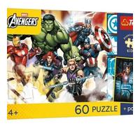 Trefl - Marvel The Avengers, Together Stronger - Puzzle 60 Pieces - Colorful Jigsaw Puzzle with Heroes Fairy Tales, Collector's Poster, Creative Entertainment, Fun for Children from 4 years