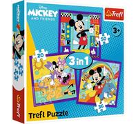 Trefl - Mickey Mouse and Friends, Mickey and his Happy Band - 3 in 1 puzzle, 3 puzzles, 20 to 50 pieces - Different difficulty levels, Entertainment for Children from 3 years old