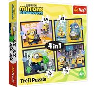 Trefl - Minions 3 - New Minions Adventures - 4 in 1 Jigsaw Puzzle - 35 to 70 Pieces - Different Difficulty Levels - Cartoon Characters Age 4+