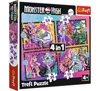Trefl - Monster High, An Exciting Day at Monster High - 4in1 Puzzle, 4 Puzzles, 35 to 70 Pieces - Different Degrees of Difficulty, for Children Ages 4 and Up