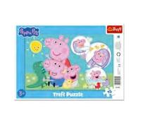 Trefl - Peppa Pig, The Kindest Pig - Frame Puzzle for Toddlers, 15 Large Elements, Frame and Rigid Pad for Children from 3 years