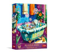 Trefl Premium Plus Quality - Pets & People Stuff: Meow, Relax, Repeat - 1000 Pieces, Timeless Motifs Series, Puzzle, for Adults and Children Aged 14 and up