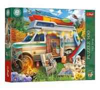 Trefl Premium Plus Quality Tea Time Puzzle - Camper Van - 500 Pieces - Nostalgic Painted Images Series - Perfect Match Pieces for Adults and Kids Ages 10+
