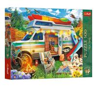 Trefl Premium Plus Quality Tea Time Puzzle - Camper Van - 500 Pieces - Nostalgic Painted Images Series - Perfect Match Pieces for Adults and Kids Ages 10+