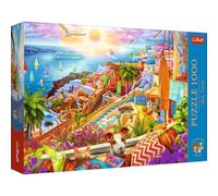 Trefl Premium Plus Quality - Tea Time Puzzle - Glimpse of Santorini - 1000 Pieces, Series of Painted Nostalgic Images, Perfectly Matching Tiles, for Adults and Children from 12 Years