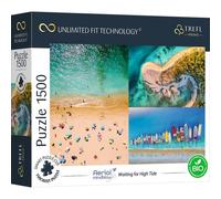 Trefl Prime - UFT - Puzzle Aerial Mindblow: Waiting for High Tide - 1500 Elements, Thickest Cardboard, Organic, Eco, Airscape, Collage, Beach, Holiday, Entertainment for Adults and Children