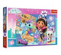 Trefl - Gabby's Dollhouse, Friendship in the Cat House - 100 Piece Puzzle - Colourful Puzzle with Fairy Tale Characters for Children Aged 5+