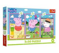 Trefl - Puzzle 3 x 50 Pieces 3-in-1: The Power of Friendship, Peppa Pig, 4+ | Set of 3 puzzles promotes concentration and observation skills High quality fairy tale characters