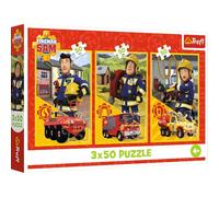 Trefl 3-in-1 Puzzle: Fireman Sam, The Fire Station Team - 3 x 50 Pieces, 3 Puzzle Set for Children from 4 Years