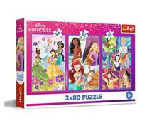 Trefl 3-in-1 Puzzle: Disney Princess, Princess Friends - 3 x 80 Pieces, 3 Puzzle Set for Children from 5 Years