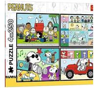 Trefl - Puzzle 4-in-1: Peanuts, Fistash Adventure - 4 x 250 Elements - Set Four Puzzle Set for Teenagers