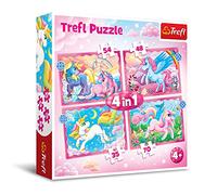 Trefl Puzzles, 4 Unicorns and Magic, 35-70 Pieces, Portable, Rectangular, 1 Set of 1 Item, Includes 4 Posters