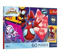 Trefl - Spidey and his Amazing Friends, Amazing Adventure - Puzzle 60 Pieces - Colorful Jigsaw Puzzle with Heroes Fairy Tales, Collector's Poster, Creative Entertainment, Fun for Children from 4 years