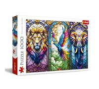 Trefl - Stained Glass Window: Animals - Puzzle with 1000 Pieces - A Puzzle with a Beautiful Stained Glass Window with Exotic Animals, for Adults and Children from 14 Years