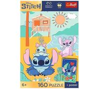 Trefl - Stitch na Wave - 160 Elements - Colorful Puzzle with Fairy Heroes, Combine with Yourself, Unique Poster in Set, Creative Entertainment, Fun for Children from 6 years