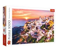 Trefl Sunset Over Santorini Greece - 1000 Piece Jigsaw Puzzles for Adults & Children Aged 12+ Greek Village Puzzle