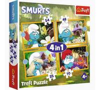 Trefl - The Smurfs, Life in the Village of the Smurfs - 4-in-1 Puzzle, 4 Puzzles, 35 to 70 Pieces - Colourful Puzzles with the Characters from the Movie for the Fun of Children from 4 Years
