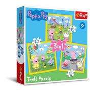 Trefl TR34849 Happy Day Pig, Peppa Pig 20 to 50 Pieces, 3 Sets, for Children from 3 Years Puzzle Box, Multi-Coloured