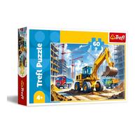 Trefl - Tractor Backhoe - Loader - Puzzle 60 Elements - Colorful Puzzle with Vehicles, Creative Entertainment, Fun for Children from 4 years