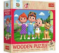 Trefl - Wooden Puzzle: Cocomelon, Cheerful Cocomelon - 24 Elements, Wooden Puzzle, Rounded Edge, Decorative Pattern on the Reverse, for Children from 3 years old