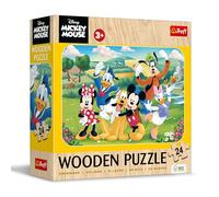 Trefl - Wooden Puzzle: Disney, Mickey with Friends - 24 Elements, Wooden Puzzle, Decorative Pattern on the Reverse, for Children from 3 years old