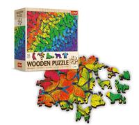 Trefl - Wooden Puzzle Rainbow Butterflies - 500+1 Elements, Wood Craft, Irregular Shapes, 50 Animal Figures, Modern Premium Jigsaw Puzzle, DIY, Colors, Insects, for Adults and Children from 12 Years