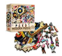 Trefl - Wooden Puzzles: In the world of music - 500+1 pieces, Wood Craft, Irregular Shapes, 50 Figures, Modern Premium Jigsaw puzzle, DIY, for adults and children from 12 years